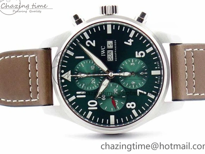 MIROTIME 0509 Pilot Chrono IW377726 ZF 1:1 Best Edition Green Dial on Brown Leather Strap A Trendsetting 7125